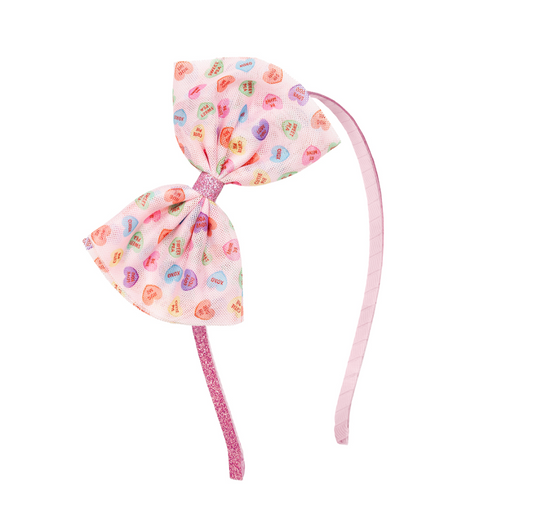 Sweet Wink Candy Hearts Valentine's Day  Tulle Bow Headband