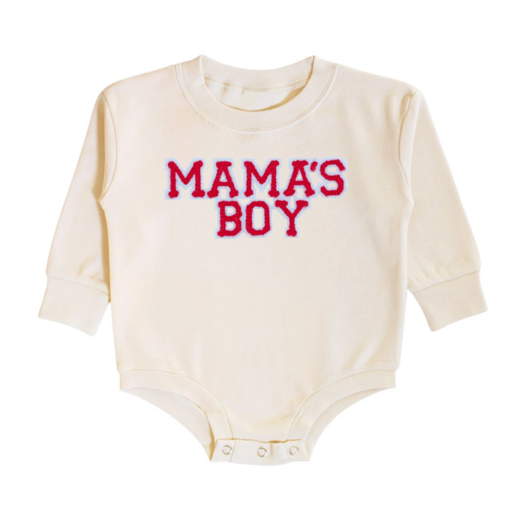 Sweet Wink Mama's Boy Valentine's Day Long Sleeve Bodysuit - Natural