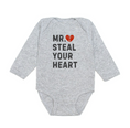 Load image into Gallery viewer, Sweet Wink Mr. Steal Your Heart Valentine's Day Long Sleeve Bodysuit-Gray
