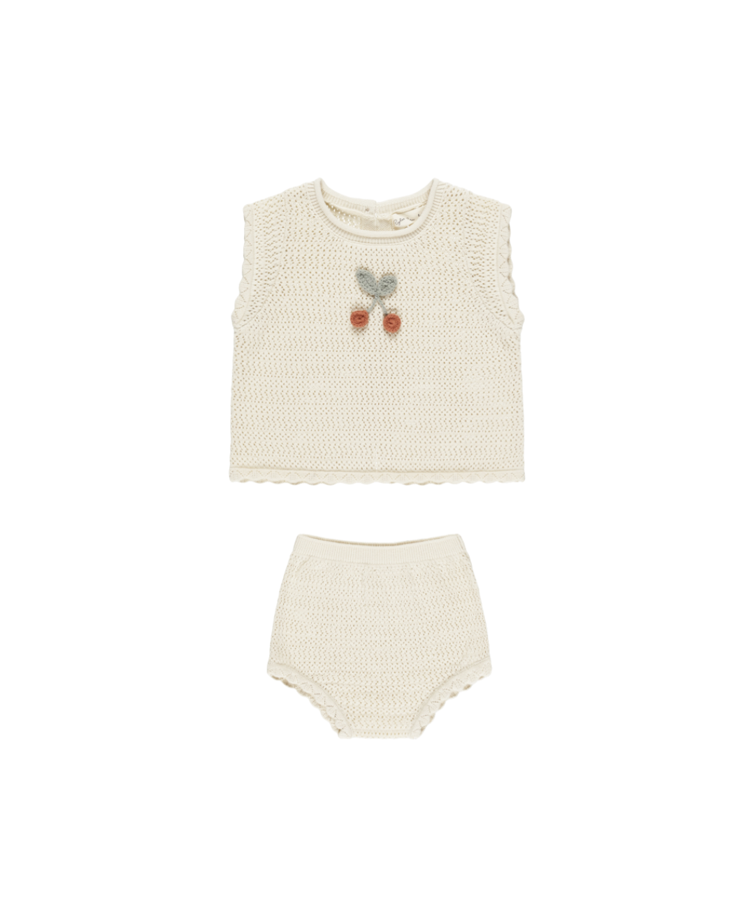 Rylee & Cru Scallop Knit Baby Set Cherry