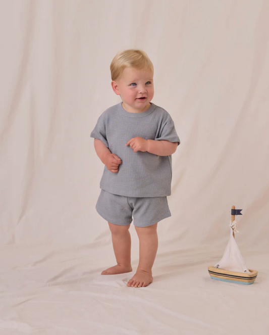 Waffle Tee + Shorts Set || Blue