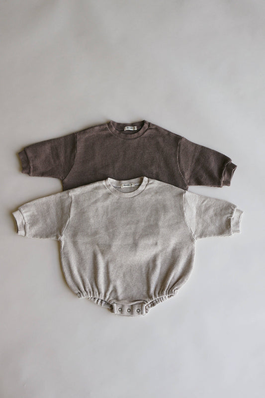 Warm Taupe Waffle Bubble Onesie