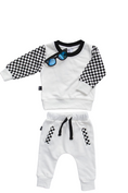 Load image into Gallery viewer, Olive + Scout Alex Jogger Set black and white with Weefarers Sunglasses 
