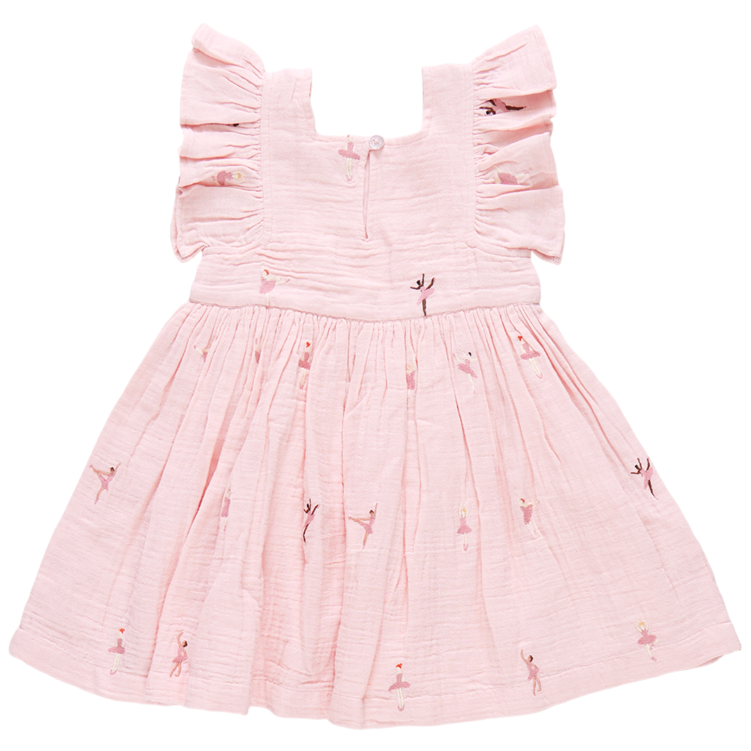 Pink Chicken Girls Elsie Dress - Ballerina Embroidery Back