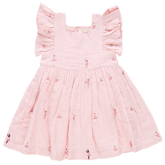 Pink Chicken Girls Elsie Dress - Ballerina Embroidery Front