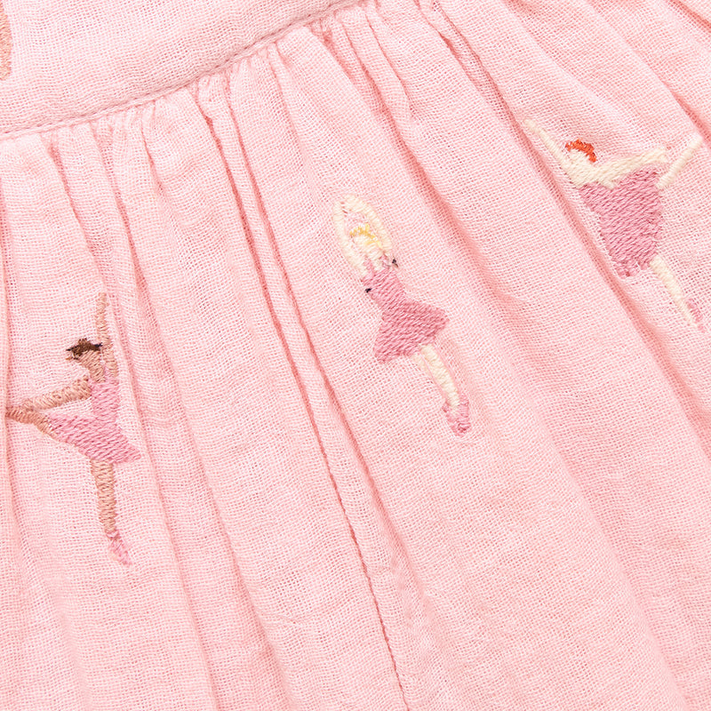 Pink Chicken Girls Elsie Dress - Ballerina Embroidery Details