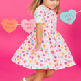 Load image into Gallery viewer, Model Wearing Rufflebutts + Ruggedbutts Girls Be My Valentine Short Sleeve Knit Twirl Dress
