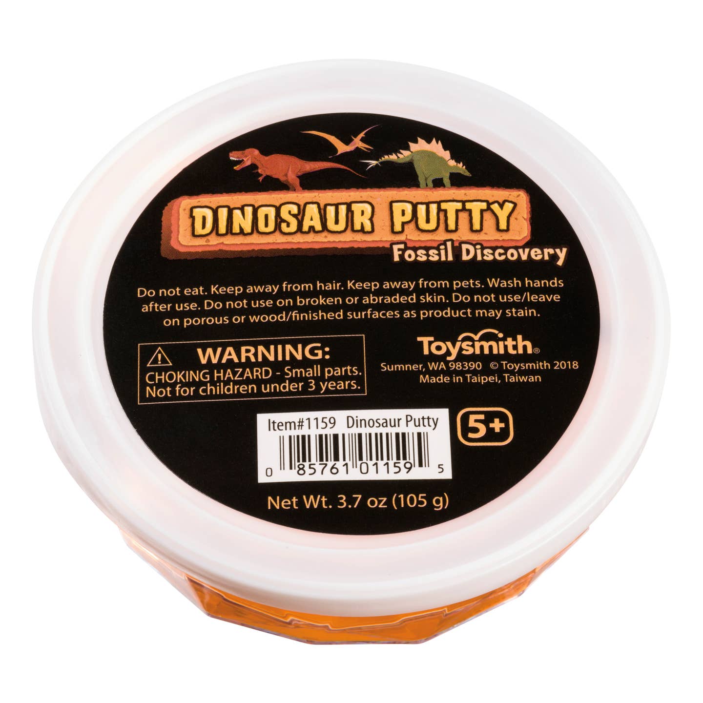 Toysmith Dinosaur Fossil Putty, Reusable, Tactile, 3.5" top of Container