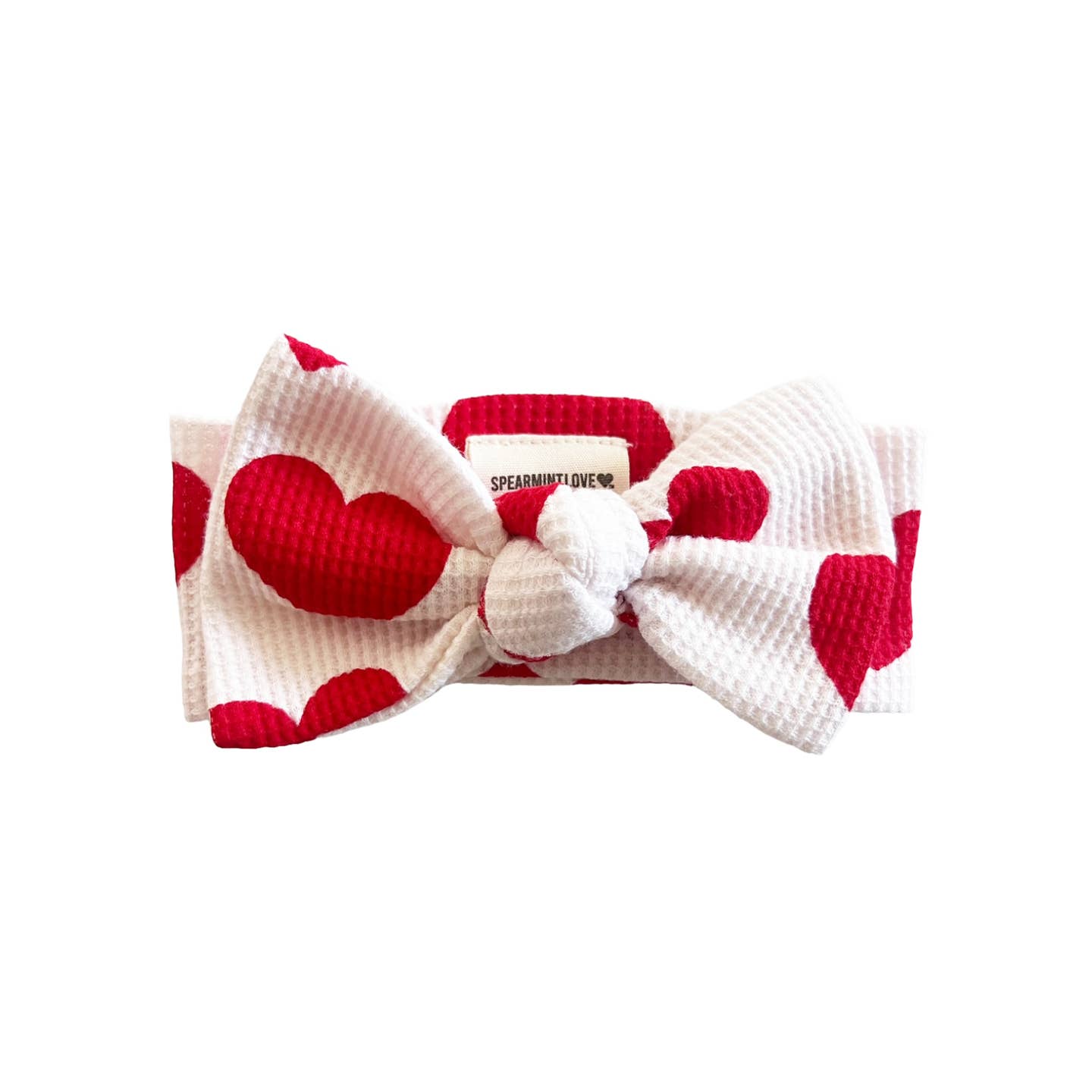 Spearmint LOVE Organic Waffle Knot Bow, Red Heart