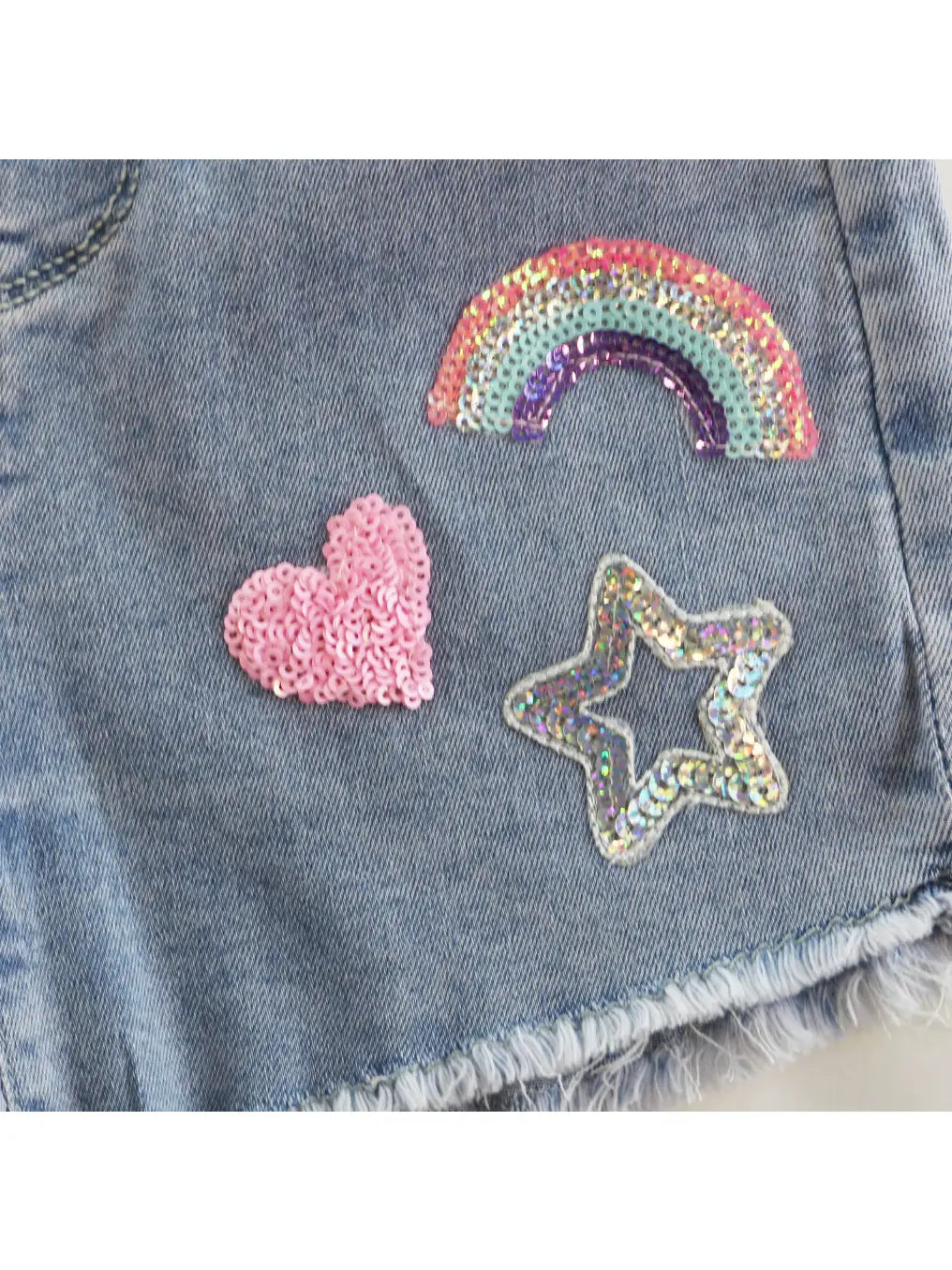 Heart & Rainbow Denim Shorts