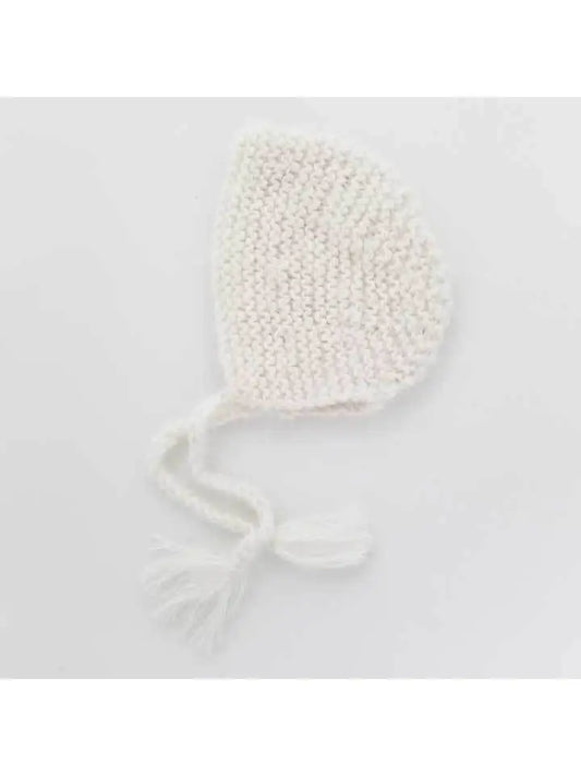 White Angora Knit Bonnet