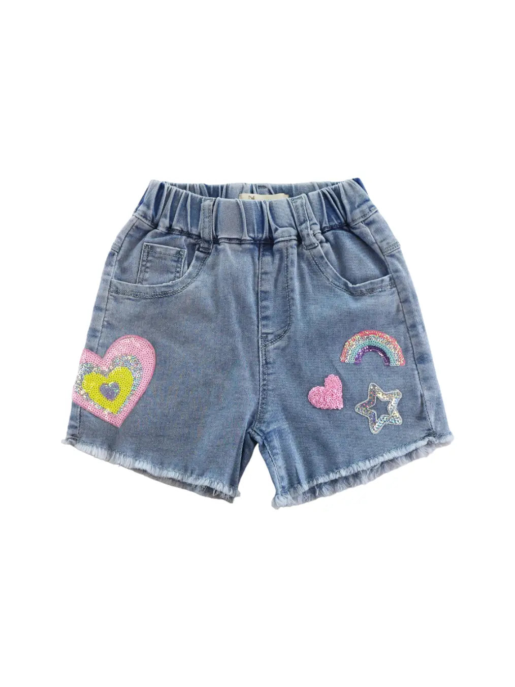 Heart & Rainbow Denim Shorts