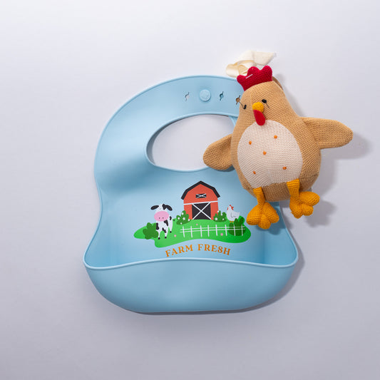 Farm Bib and Rattle Set