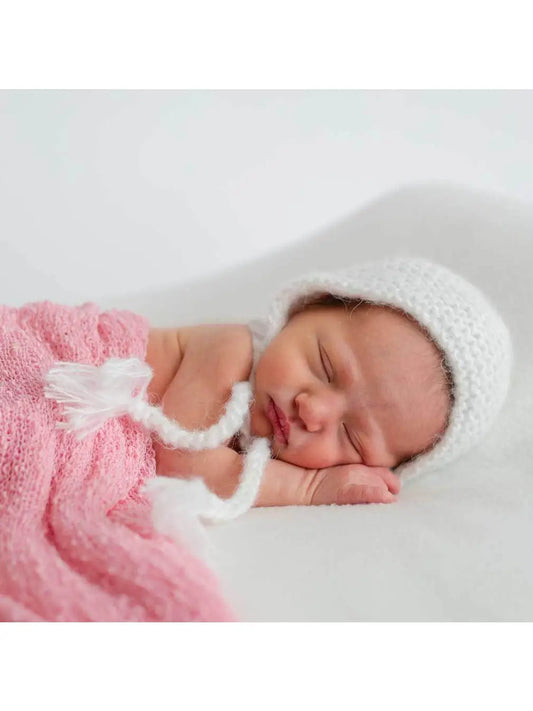 White Angora Knit Bonnet