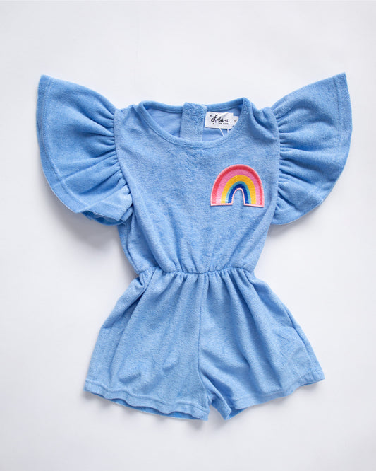 Blue Terry Rainbow Romper