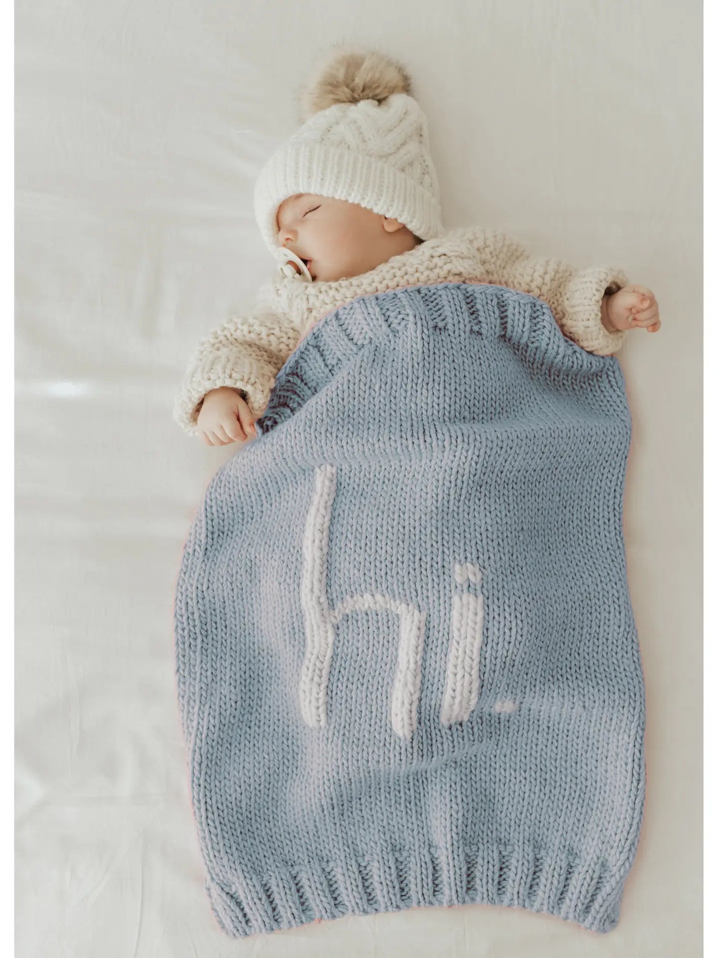 Surf Blue “hi.” Blanket