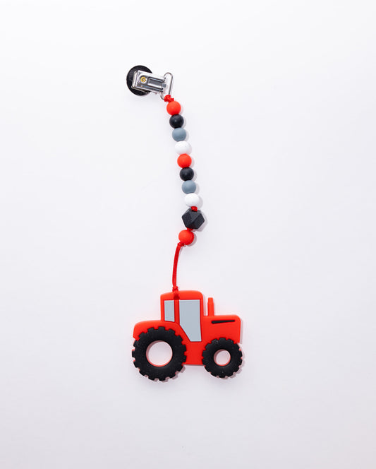 Tractor Teething Clip: Teether W/Clip