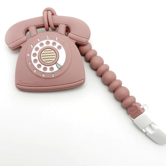 Rotary Dial Phone Teether w/Clip