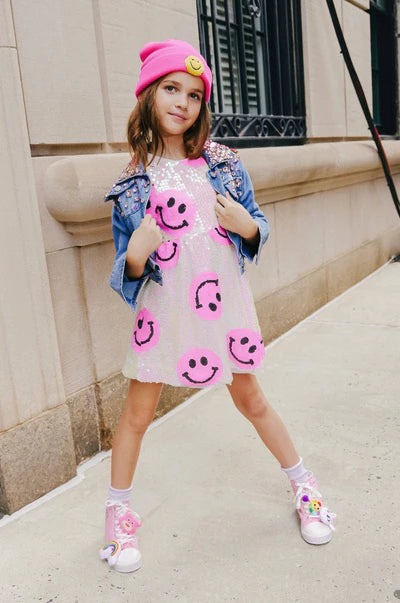 Pink Sequin Emoji Dress