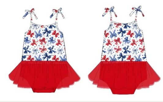 Red, White, and Bows Tutu Dress