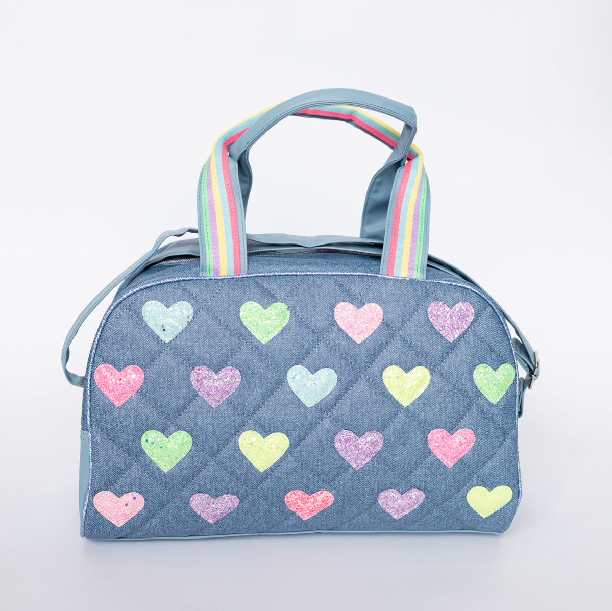 Heart Quilted Denim Duffle