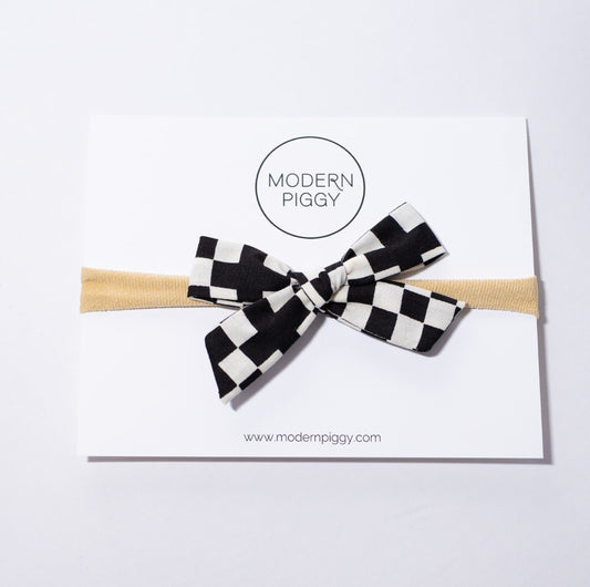 Checkered Hand Tied Nylon Headband