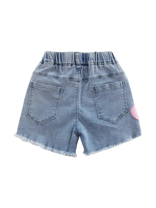 Heart & Rainbow Denim Shorts