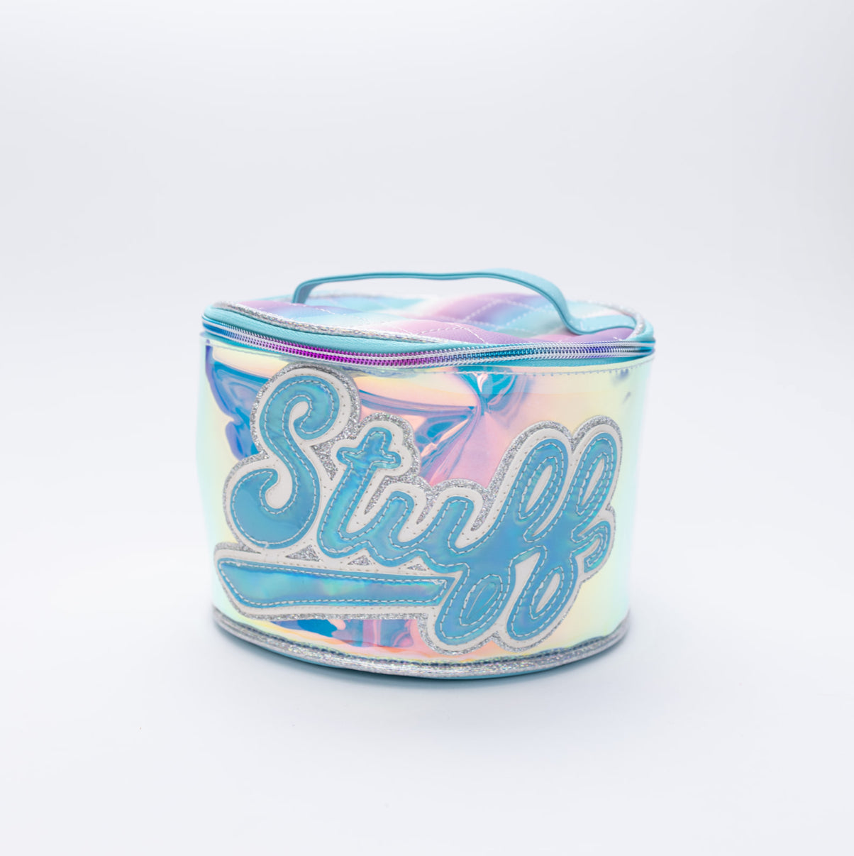 “Stuff” Glazed Round Glam Bag