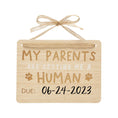 Load image into Gallery viewer, Wooden Pet Pregnancy Announcement Sign
