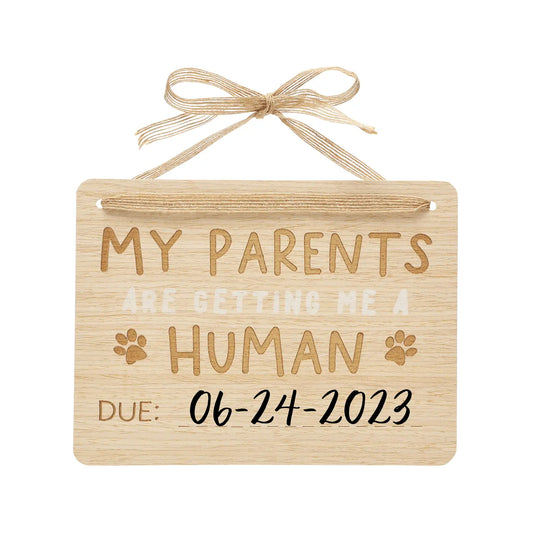 Wooden Pet Pregnancy Announcement Sign