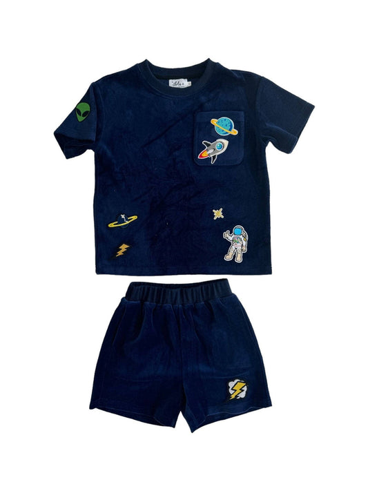 Lola and The Boys Space Patches Velour Set Front 