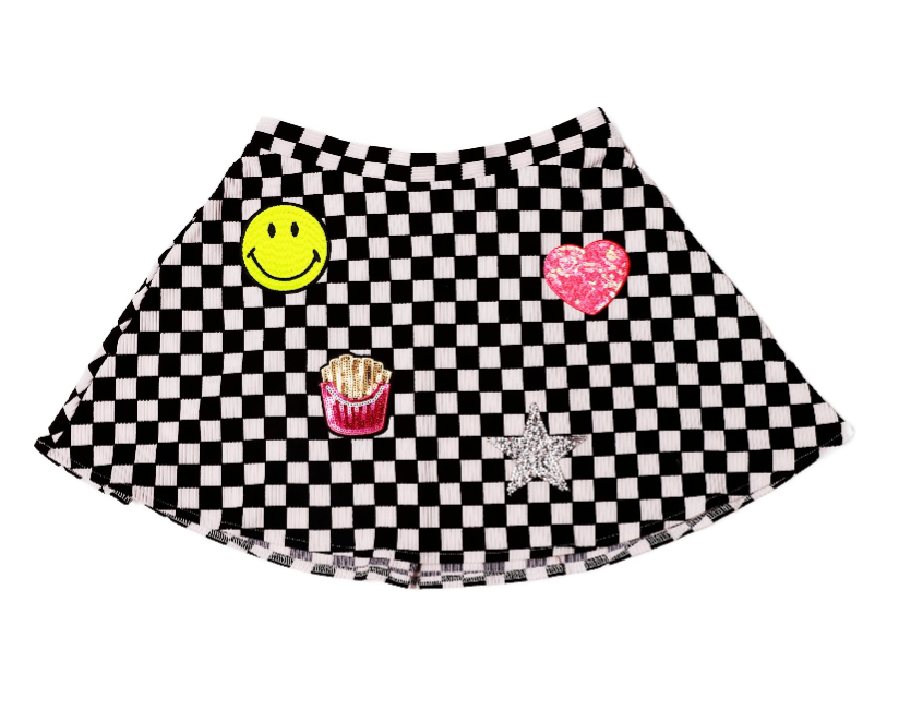 Checkered Patch Skirt