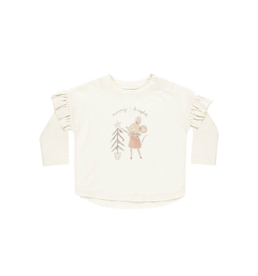 Rylee + Cru Mouse Ruffle Long Sleeve Tee