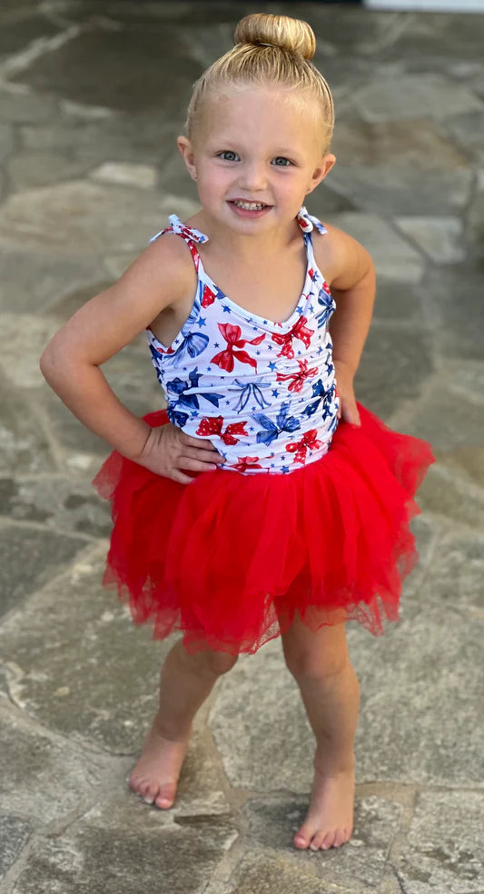 Red, White, and Bows Tutu Dress