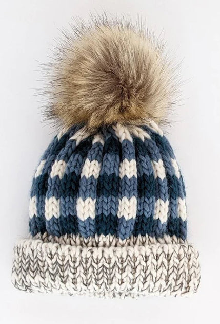 Atlantic Buffalo Check Pom Pom Beanie Hat